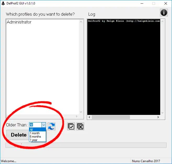 Unduh alat web atau aplikasi web DelProf GUI