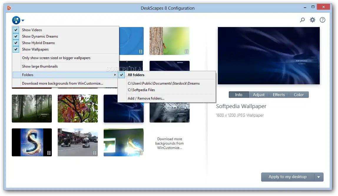 Download web tool or web app DeskScapes 8