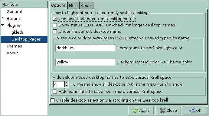 Descargue la herramienta web o el plugin Desktop Pager de la aplicación web para GKrellM2
