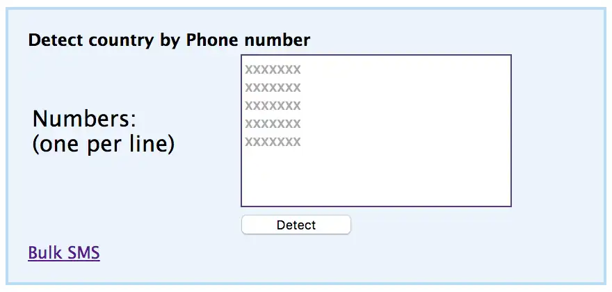 Download web tool or web app Detect country by phone number
