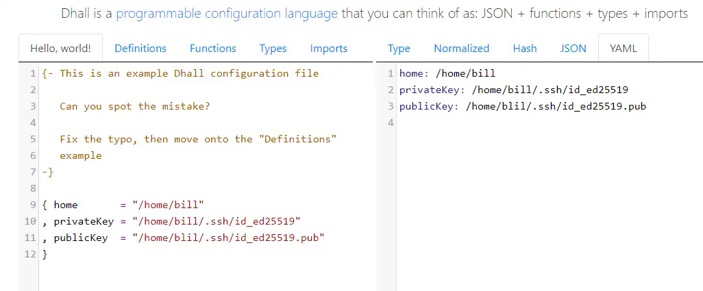 Descargue la herramienta web o la aplicación web dhall-haskell