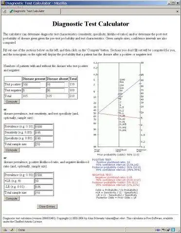 Download web tool or web app Diagnostic Test Calculator