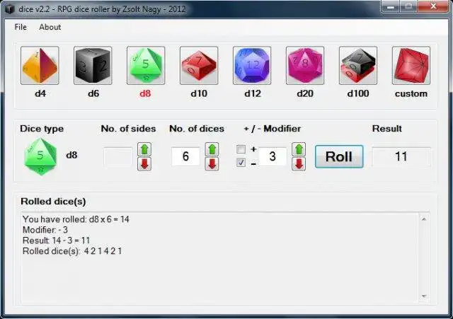 Download web tool or web app dice v2.3 - free RPG dice roller to run in Windows online over Linux online