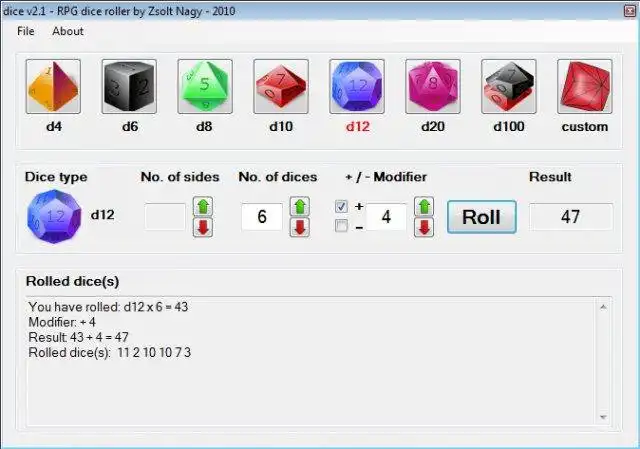 Download web tool or web app dice v2.3 - free RPG dice roller to run in Windows online over Linux online