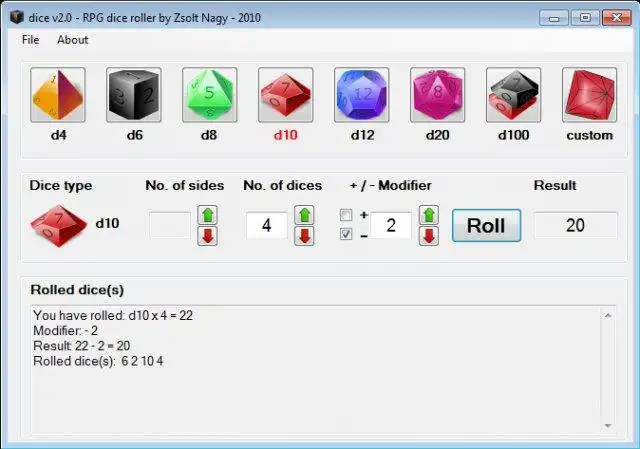 Download web tool or web app dice v2.3 - free RPG dice roller to run in Windows online over Linux online