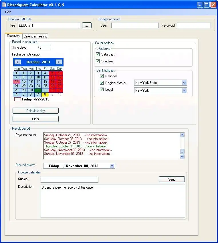 Download web tool or web app DiesAdQuem Calculator