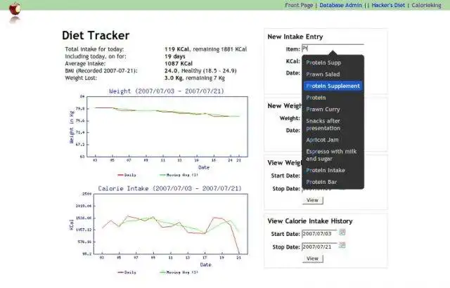 הורד כלי אינטרנט או אפליקציית אינטרנט Diet Tracker