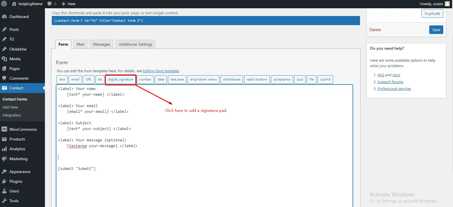 Download web tool or web app Digital Signature For Contact Form 7