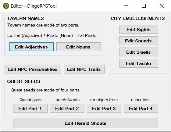 Download web tool or web app DingoRPGTool to run in Windows online over Linux online