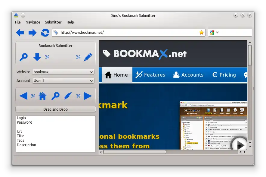 Download web tool or web app Dinos Bookmark Submitter