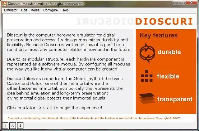 Unduh alat web atau aplikasi web Dioscuri - emulator modular untuk dijalankan di Linux online