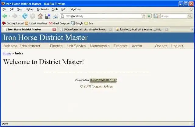 Web aracını veya web uygulamasını indirin DistrictMasterPHP