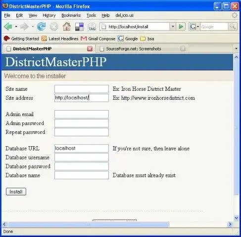 Web aracını veya web uygulamasını indirin DistrictMasterPHP