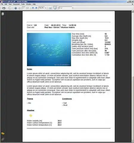 Download web tool or web app Dive Log Book