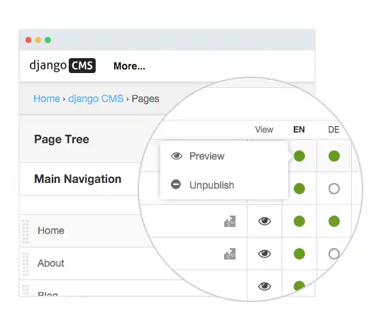 Laden Sie das Web-Tool oder die Web-App Django CMS herunter