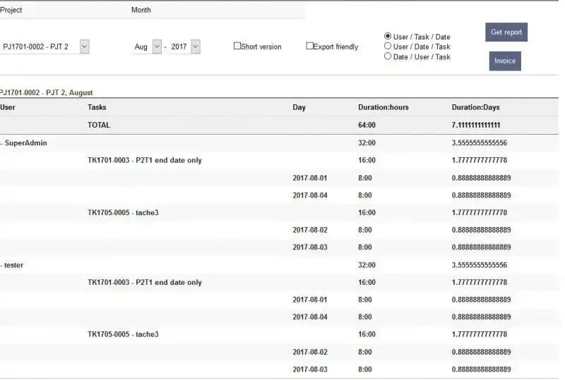 Download web tool or web app Dolibarr timesheet