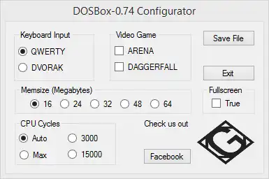 Download web tool or web app DOSBox-0.74 Configurator to run in Windows online over Linux online