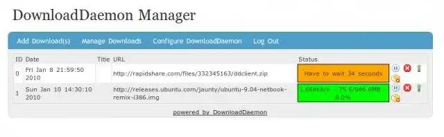 Muat turun alat web atau aplikasi web DownloadDaemon