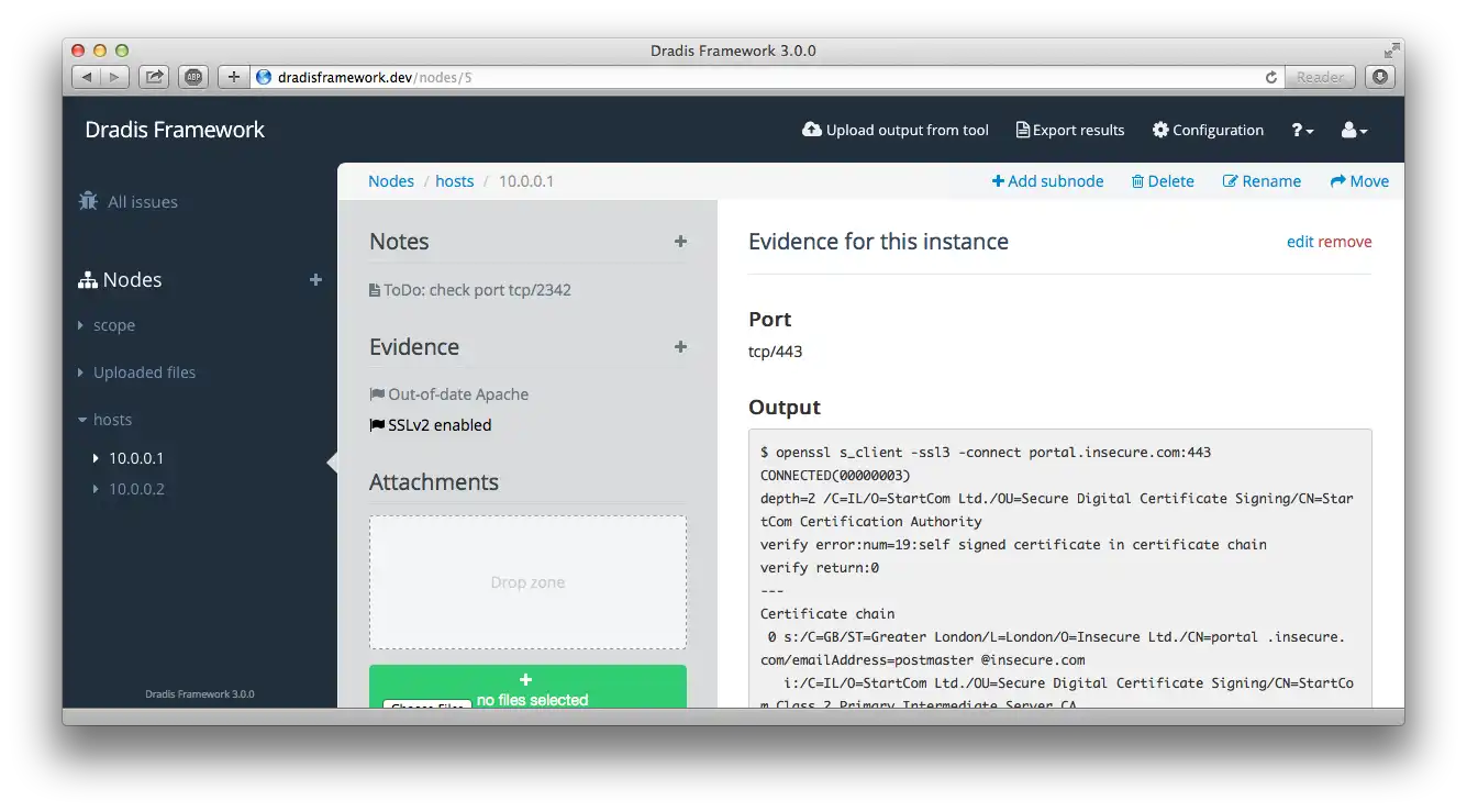 Descărcați instrumentul web sau aplicația web Dradis Framework