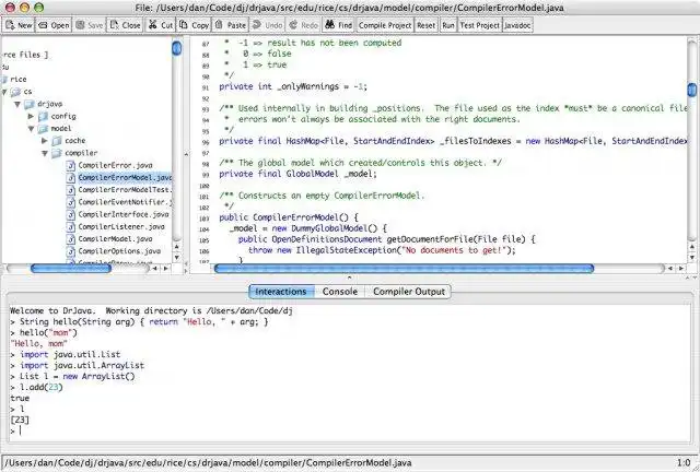 WebツールまたはWebアプリDrJavaをダウンロードする