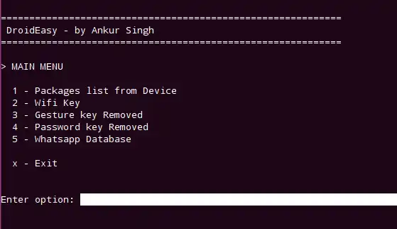 Download webtool of web-app Droideasy Android Forensics-kit