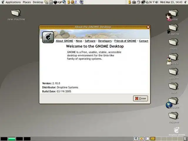 Web ツールまたは Web アプリ Dropline GNOME をダウンロードする