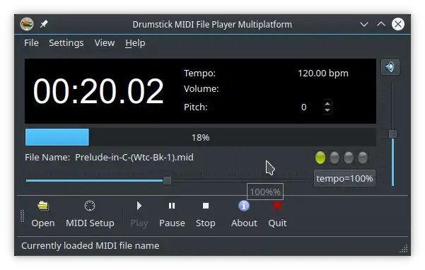 웹 도구 또는 웹 앱 다운로드 Drumstick 다중 플랫폼 MIDI 파일 플레이어