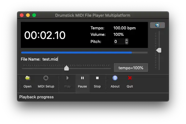 Baixe a ferramenta da web ou o aplicativo da web Drumstick Multiplatform MIDI File Player