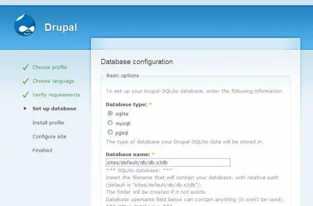 वेब टूल या वेब ऐप Drupal-SQLite डाउनलोड करें