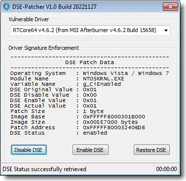 Télécharger l'outil Web ou l'application Web DSE-Patcher