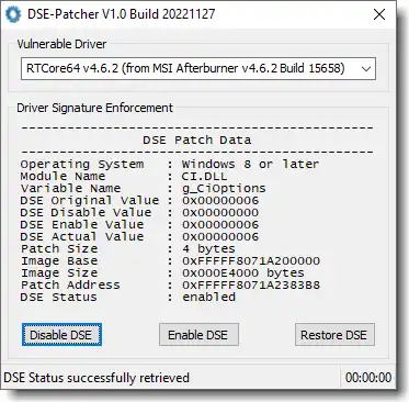 Télécharger l'outil Web ou l'application Web DSE-Patcher