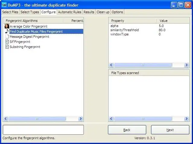 Download web tool or web app DuMP3 - duplicate  similar file finder