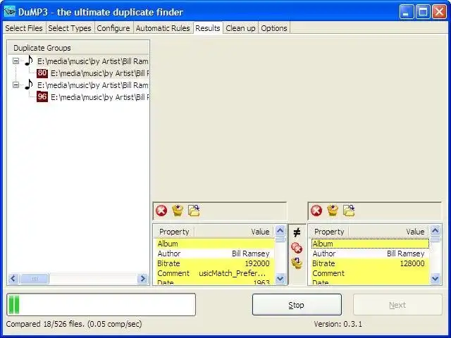 Download web tool or web app DuMP3 - duplicate  similar file finder