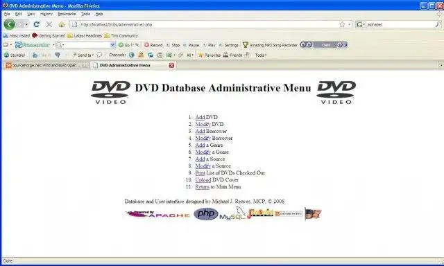 Télécharger l'outil Web ou l'application Web Base de données DVD