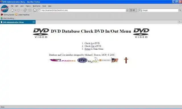 Descargue la herramienta web o la base de datos de DVD de la aplicación web