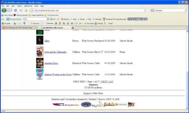 Scarica il database di DVD dello strumento Web o dell'app Web