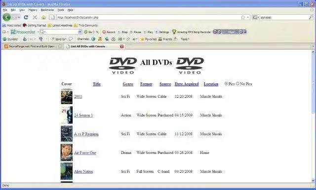 قم بتنزيل أداة الويب أو قاعدة بيانات DVD لتطبيق الويب