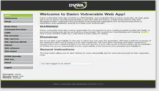 Download web tool or web app DVWA