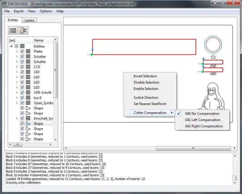 Download web tool or web app dxf2gcode