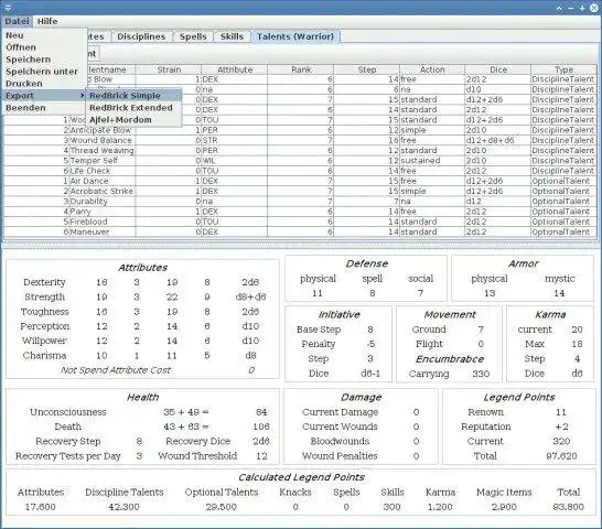 Download web tool or web app Earthdawn Character Editor to run in Linux online