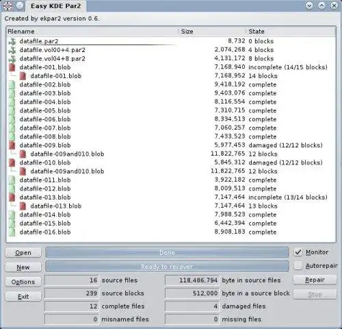 Download webtool of webapp Easy Par2 voor KDE