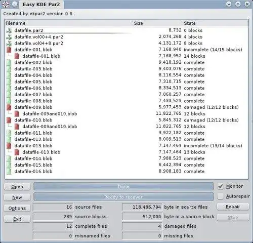 Download web tool or web app Easy Par2 for KDE