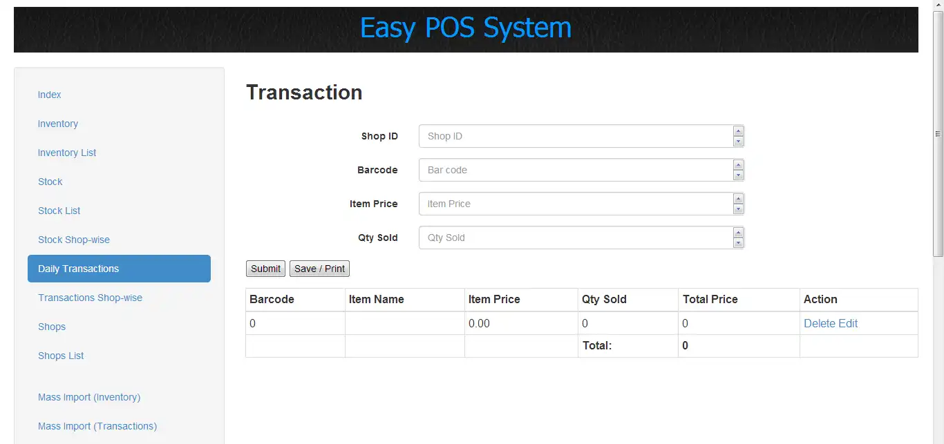 دانلود ابزار وب یا برنامه وب Easy POS System