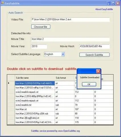 Download web tool or web app EasySubtitles