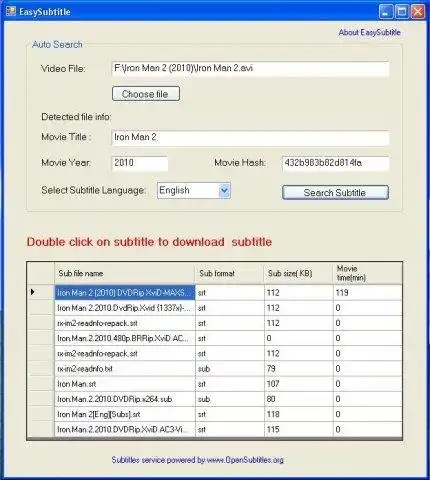 Download web tool or web app EasySubtitles