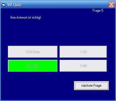 Download webtool of web-app eenvoudige VB-quiz om in Windows online via Linux online uit te voeren