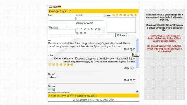 Download web tool or web app Easy Vendégkönyv by Bicska