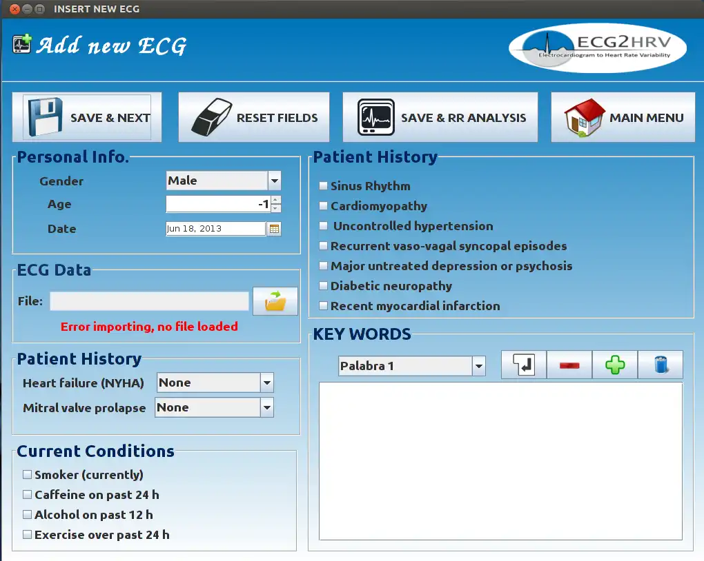 Download webtool of webapp ECG2HRV
