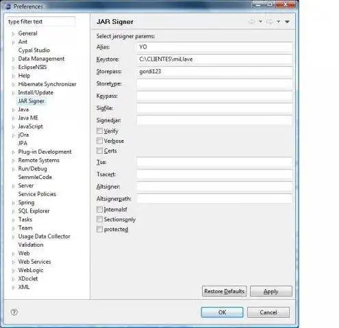 Download web tool or web app Eclipse JAR Signer Plugin