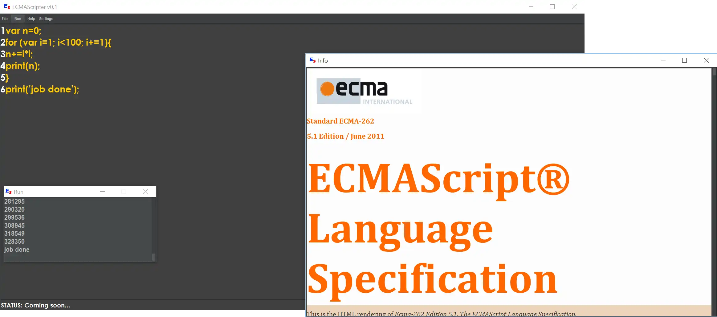 Загрузите веб-инструмент или веб-приложение ECMAScripter